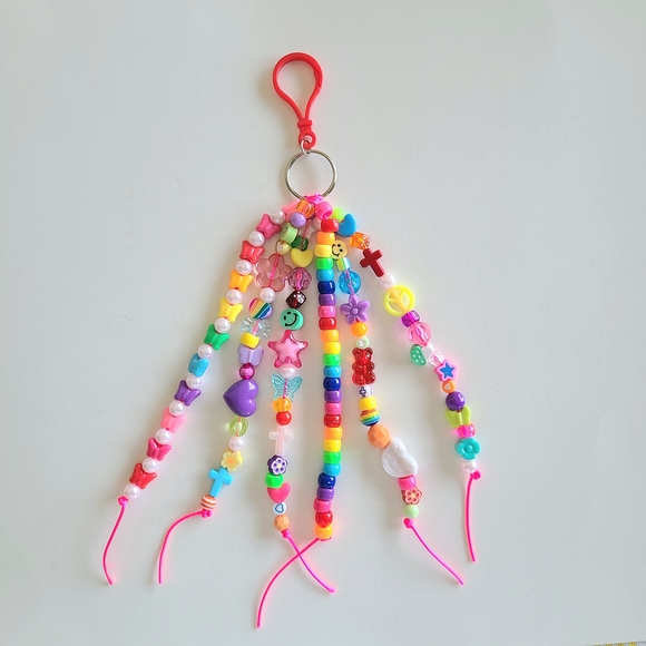 Rainbow Beaded Bag Charm - Picture 1 of 10